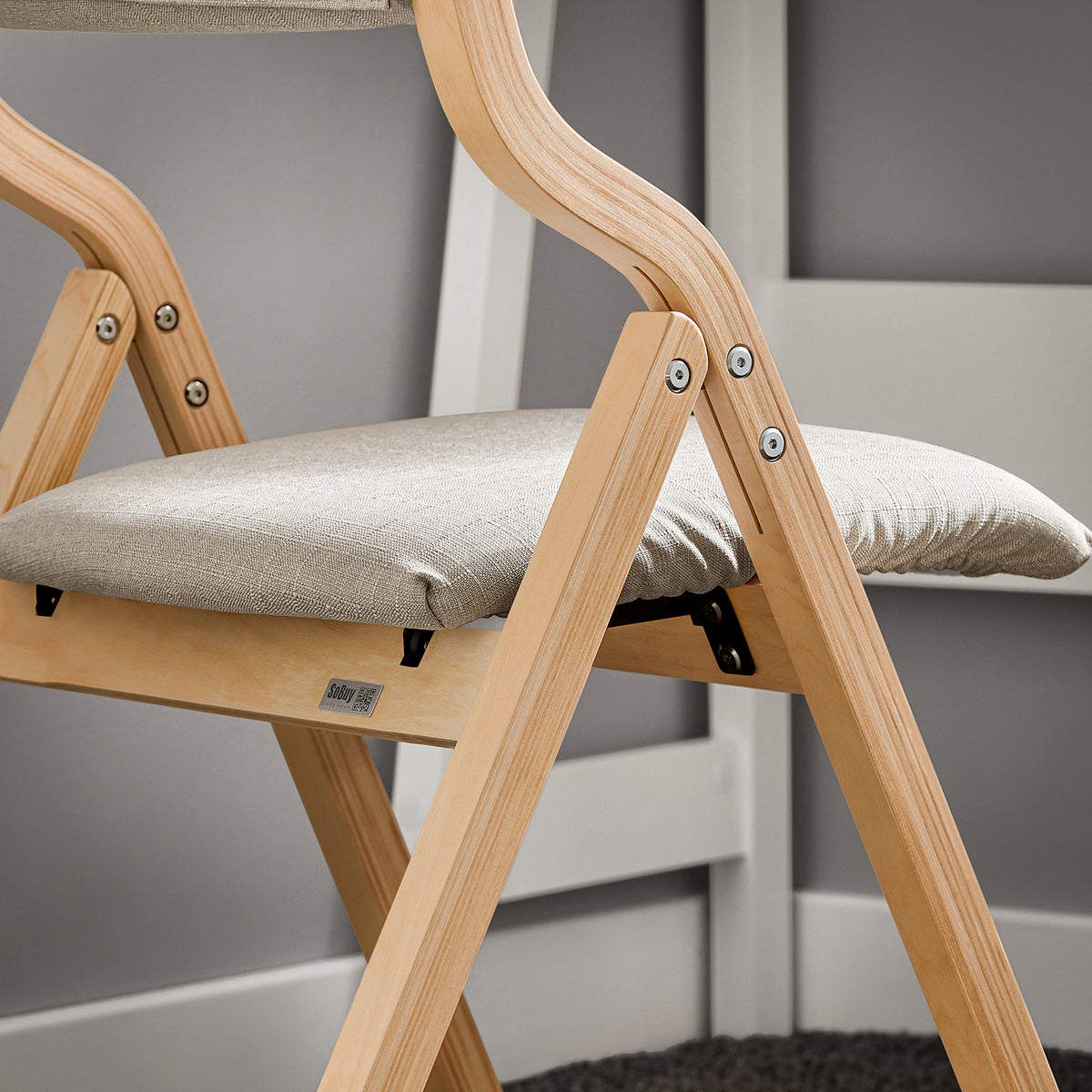 SoBuy FST40-HG Chaise Pliante Confortable en Bois – Housse Amovible Lavable – Naturel