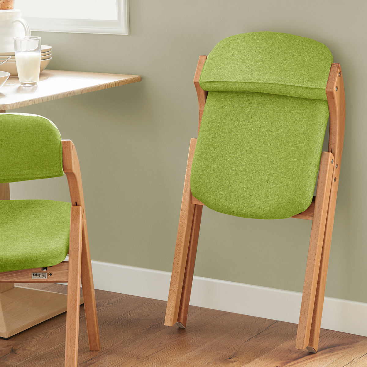 SoBuy FST92-GR Chaise Pliante Rembourrée en Bois – Vert
