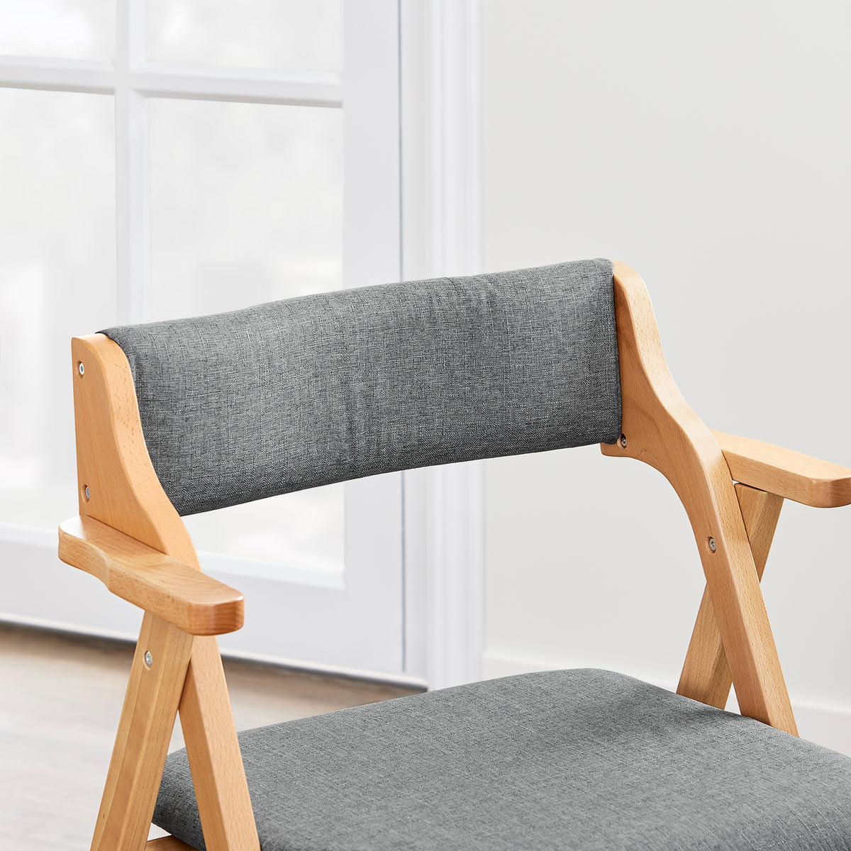 SoBuy FST98-HG Chaise Pliante avec Coussin, Confortable et Gain de Place, Pliable, Design Fonctionnel, Usage Quotidien, Format Pratique, Compact – Bois, Gris