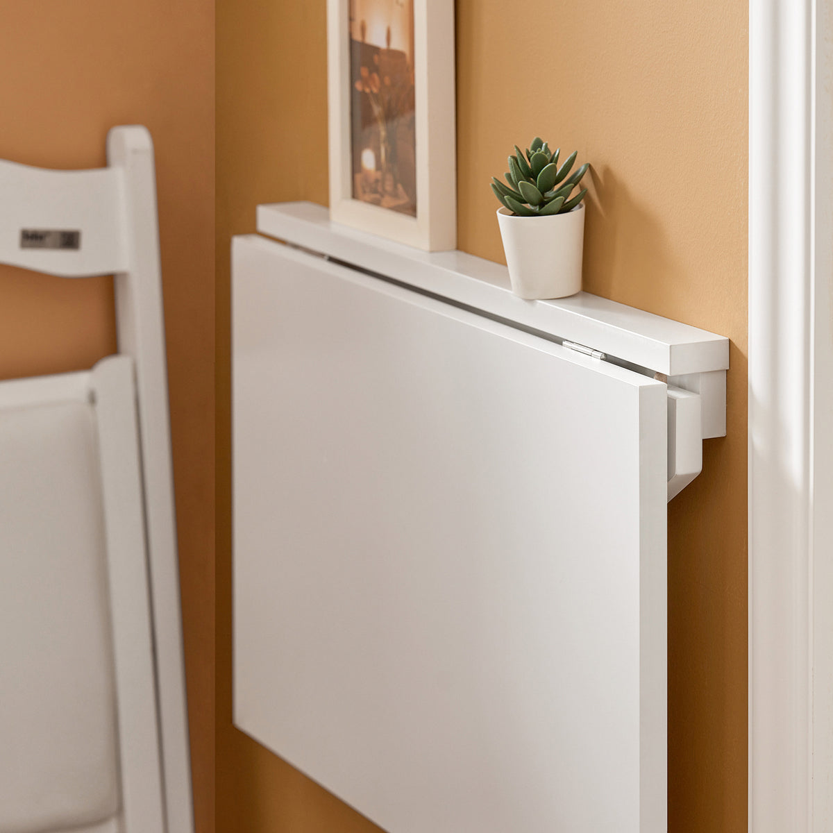 SoBuy FWT03-W Table Murale Pliante 60×40 cm – Bureau ou Table Repas, Charge 50 kg, Blanc