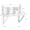 SoBuy FWT07-II-W Table murale rabattable 90 x 60 cm avec étagère intégrée – Bureau mural gain de place blanc