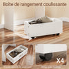 SoBuy FWT105-II-W Bureau Rabattable Ultra-fin 25 cm avec Étagères et Boîte Coulissante à Roulettes – Blanc, 64×25×100,6 cm