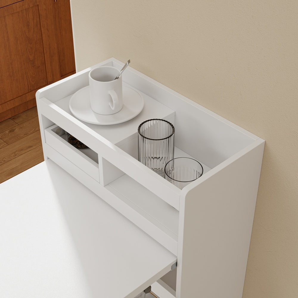 SoBuy FWT115-W Îlot Central de Cuisine à Table Pliante Extensible – Plan de Travail, Rangement – 65,3×199,5×120 cm, Blanc