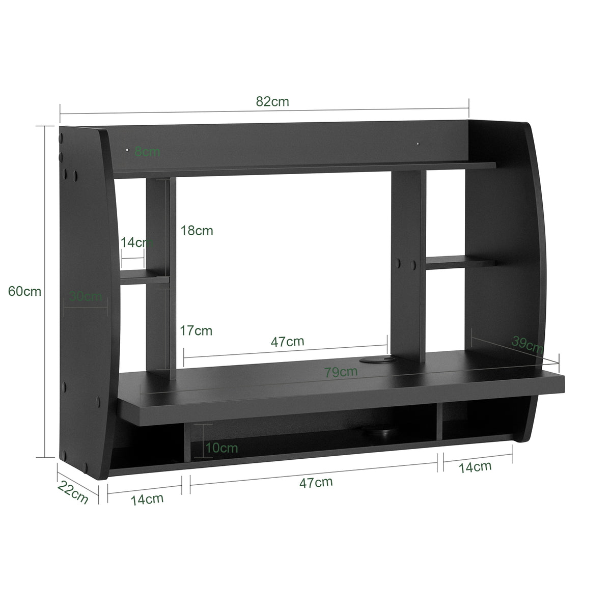 SoBuy FWT18-Sch Table Murale Bureau avec Étagère intégrée Armoire de Rangement Murale