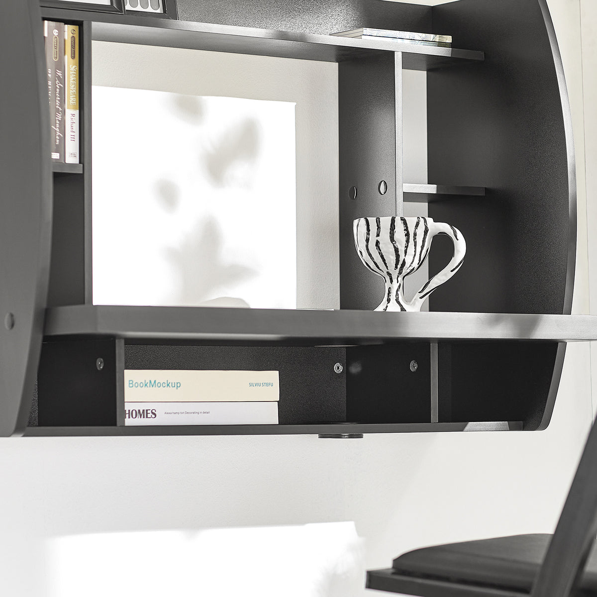SoBuy FWT18-Sch Table Murale Bureau avec Étagère intégrée Armoire de Rangement Murale