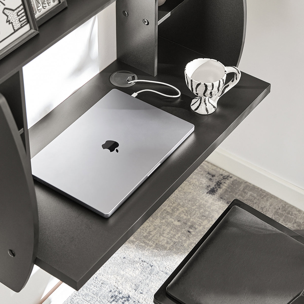 SoBuy FWT18-Sch Table Murale Bureau avec Étagère intégrée Armoire de Rangement Murale