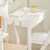 SoBuy FWT43-W Petit Bureau avec 1 Tiroir et 2 Crochets Bureau Gaming avec Etagères de Rangement Desk Multifonctionnel pour Chambre Table Gaming Blanc 60x40x77cm