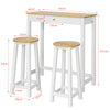 SoBuy FWT50-WN Set de 1 Table + 2 Tabourets Ensemble Table de Bar bistrot + 2 tabourets avec Repose-Pieds Table Mange-Debout Table Haute Cuisine – Blanc Naturel
