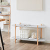 SoBuy HSTR01-HG Table d’Appoint avec 2 Niveaux, Rangement Optimisé, Design Fonctionnel, Usage Quotidien, Format Pratique – L100×P33×H52 cm, Bois, Gris