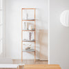 SoBuy HSTR02-K-HG Étagère Échelle, Bibliothèque à 4 Niveaux, Étagère de Rangement, Meuble de Rangement sur Pieds, Bibliothèque Murale, pour Bureau, Salon, Chambre, Cuisine, 44x39x169cm, Gris