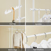 SoBuy KLS03-II-W Portant à vêtements télescopique solide - Penderie ouverte réglable avec tringles, Porte manteau pour chambre/dressing, Blanc