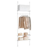 SoBuy KLS07-W Portant à vêtements télescopique solide - Penderie ouverte réglable avec tringles et étagères, Porte manteau po