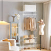 SoBuy KLS07-W Portant à vêtements télescopique solide - Penderie ouverte réglable avec tringles et étagères, Porte manteau pour chambre/dressing, Blanc