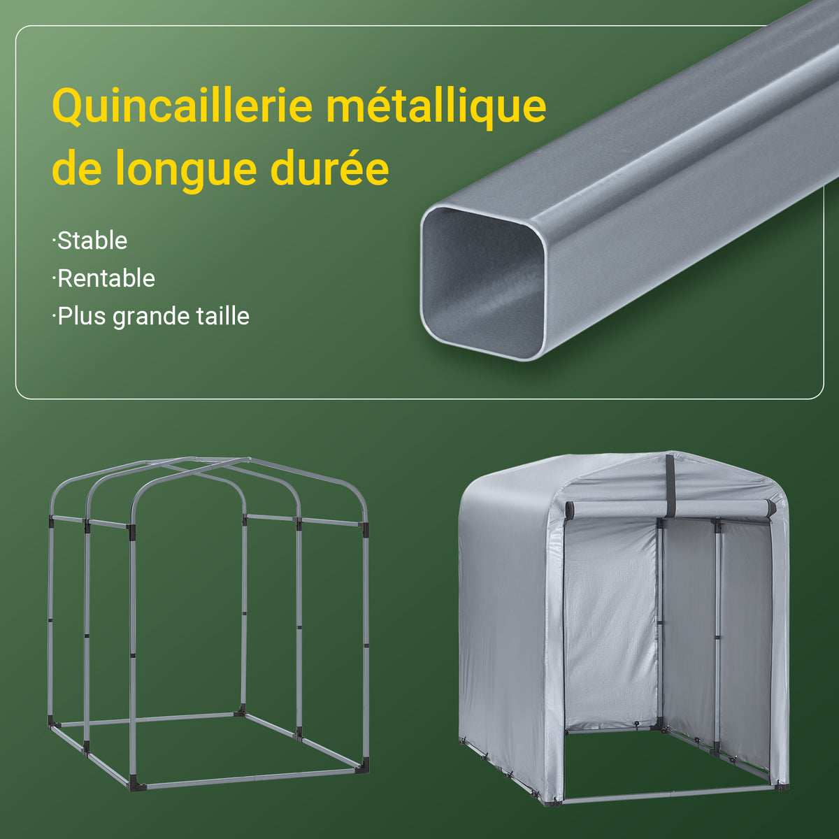 SoBuy KLS11-K Abri moto et vélo extérieur 120 x 176 x 163 cm avec crochets et aérations – Garage extérieur