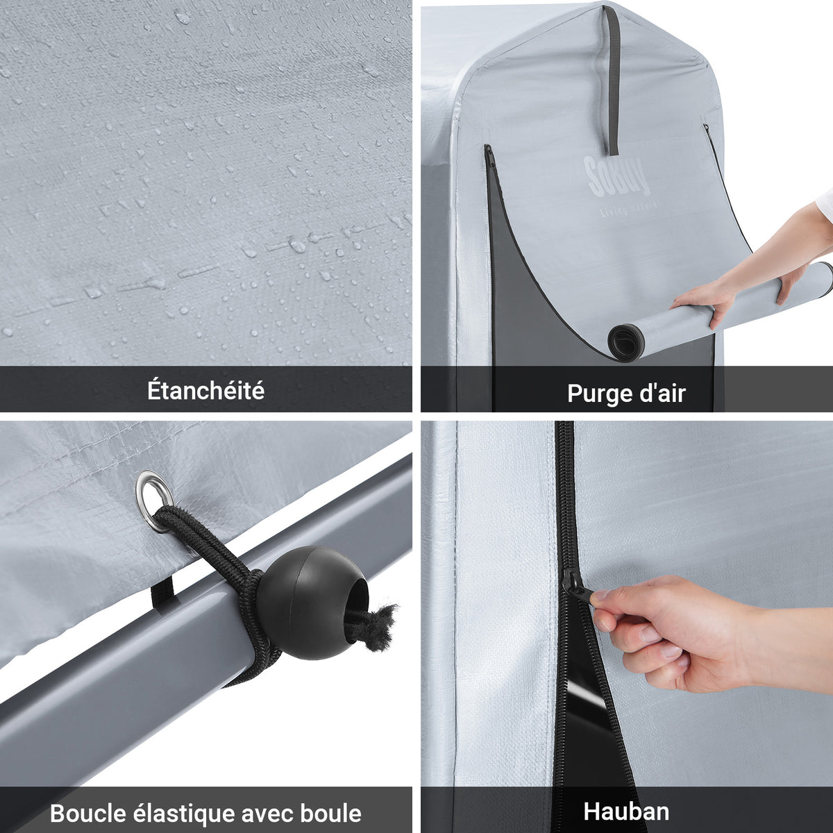SoBuy KLS11-K Abri moto et vélo extérieur 120 x 176 x 163 cm avec crochets et aérations – Garage extérieur