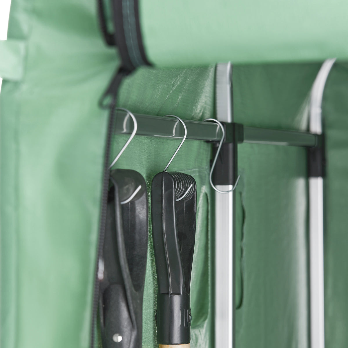SoBuy KLS11-L-GR Abri de Jardin Imperméable avec Crochets, pour Vélo, Moto et Outils, Résistant à l’Humidité, Rangement Optimisé – L159×P219×H165 cm, Vert