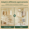 SoBuy KLS17-WN Portant à vêtements télescopique avec 3 tringles et 4 étagères – Blanc / Bois naturel
