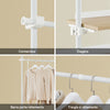 SoBuy KLS17-WN Portant à vêtements télescopique avec 3 tringles et 4 étagères – Blanc / Bois naturel