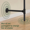 SoBuy KLS18-SCH Portant à Vêtements Mural Industriel – 3 Tringles, 3 Étagères, 220 cm, Noir