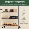 SoBuy KLS18-SCH Portant à Vêtements Mural Industriel – 3 Tringles, 3 Étagères, 220 cm, Noir