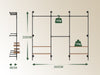 Prévente SoBuy KLS19-SCH Portant à Vêtements Mural 265cm, 4 Tringles et 4 Étagères MDF, Charge 120 kg, Fixation Murale et Sol – 265x48x220 cm, Industriel Noir