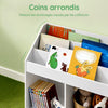 SoBuy KMB01-II-W Bibliothèque Enfant avec 3 Étagères, 2 Compartiments Ouverts, Coins Arrondis et Anti-Basculement – 68x30x68 cm, Blanc