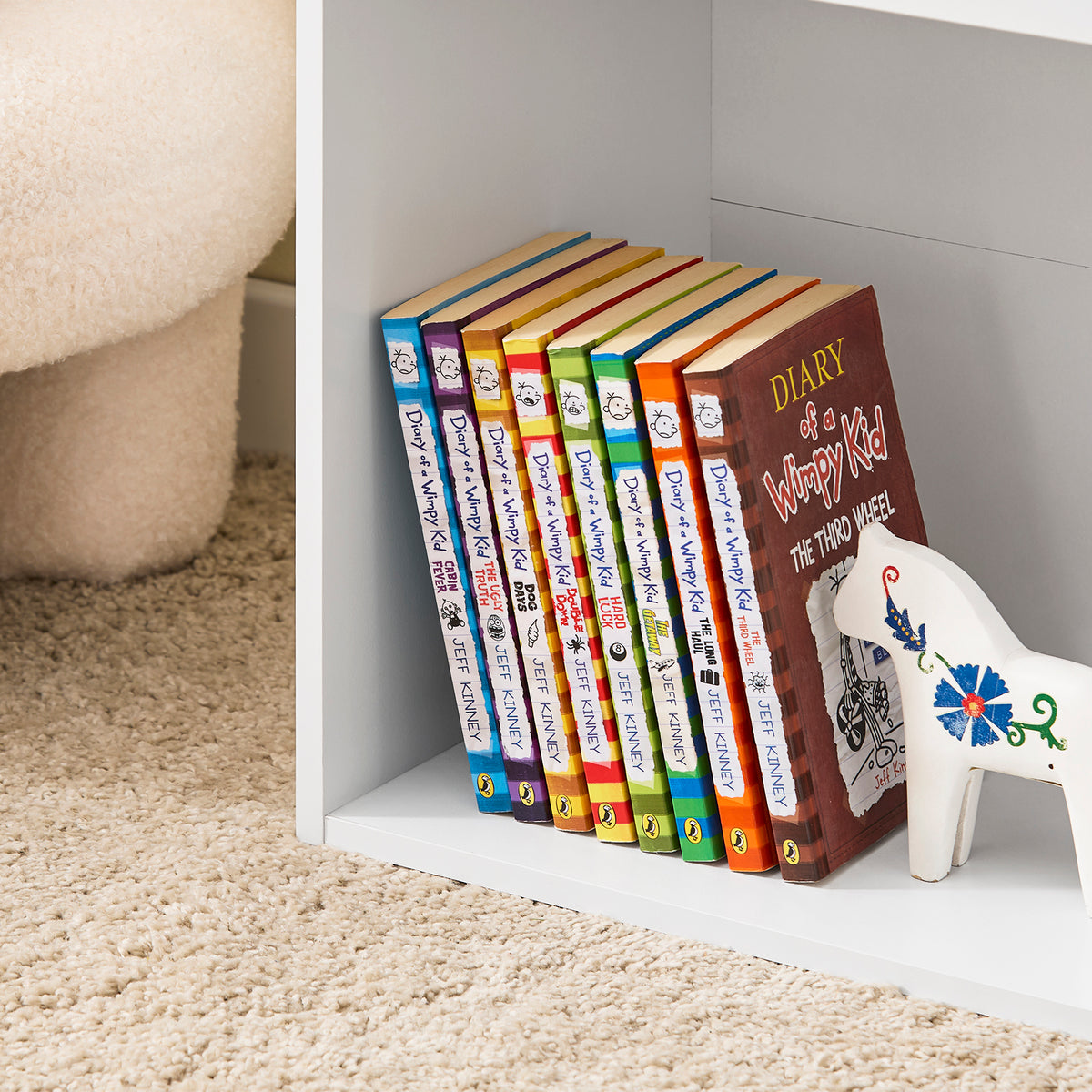 SoBuy KMB01-II-W Bibliothèque Enfant avec 3 Étagères, 2 Compartiments Ouverts, Coins Arrondis et Anti-Basculement – 68x30x68 cm, Blanc