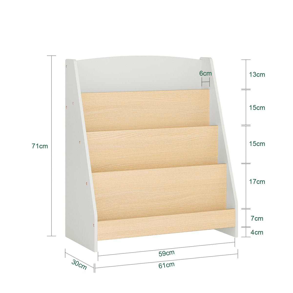 SoBuy KMB106-HG Bibliothèque avec 4 Compartiments Ouverts, pour Salon et Chambre, Rangement Optimisé, Design Fonctionnel, Usage Quotidien – L61×P30×H71 cm, Gris