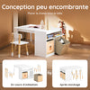 SoBuy KMB113-W Ensemble Table Enfant + 2 Chaises – Compartiment, 2 Boîtes de Rangement, Chaises Rangeables, Blanc