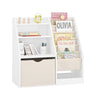 SoBuy KMB119-W Bibliotheque Enfant 3 Niveaux Bibliothèque Montessori avec Rangement Jouet et Paniers Tissu Meuble Chambre Enf