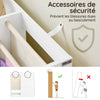 SoBuy KMB119-W Bibliothèque Enfant Montessori avec Étagère Inclinée, Poches Tissu et Pieds en Bois de Pin – L80×P40×H80 cm, PB/MDF E1, Blanc