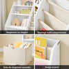 SoBuy KMB119-W Bibliothèque Enfant Montessori avec Étagère Inclinée, Poches Tissu et Pieds en Bois de Pin – L80×P40×H80 cm, PB/MDF E1, Blanc