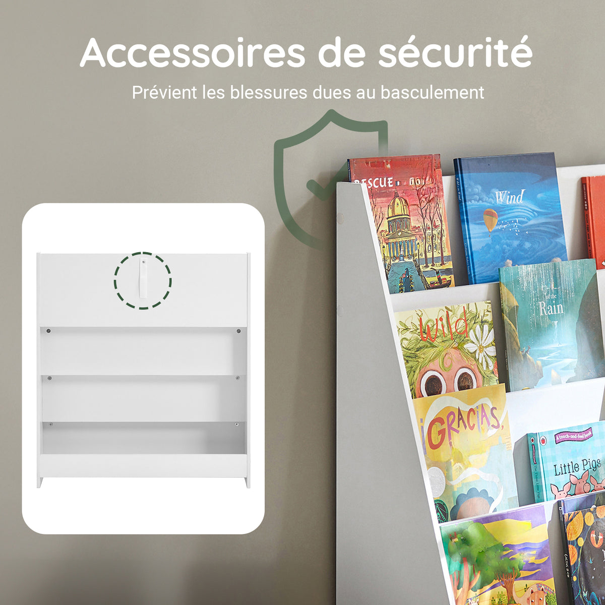 SoBuy KMB32-W Bibliothèque Montessori Enfant – 4 Compartiments pour Livres et Jouets, Blanc