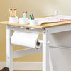 SoBuy KMB60-WN Ensemble Table et Chaise Enfant avec 2 Étagères, Porte-Rouleau et 3 Emplacements Stylos – L80×P50×H66 cm, MDF E1 + Pin, Blanc et Naturel