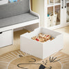 SoBuy KMB66-W Coffre de Rangement Enfants, Banc de Rangement pour Enfants avec Bibliothèque, 2 Tiroirs sur roulettes et Coussin d'assise, 100 x 45 x 70 cm, Blanc