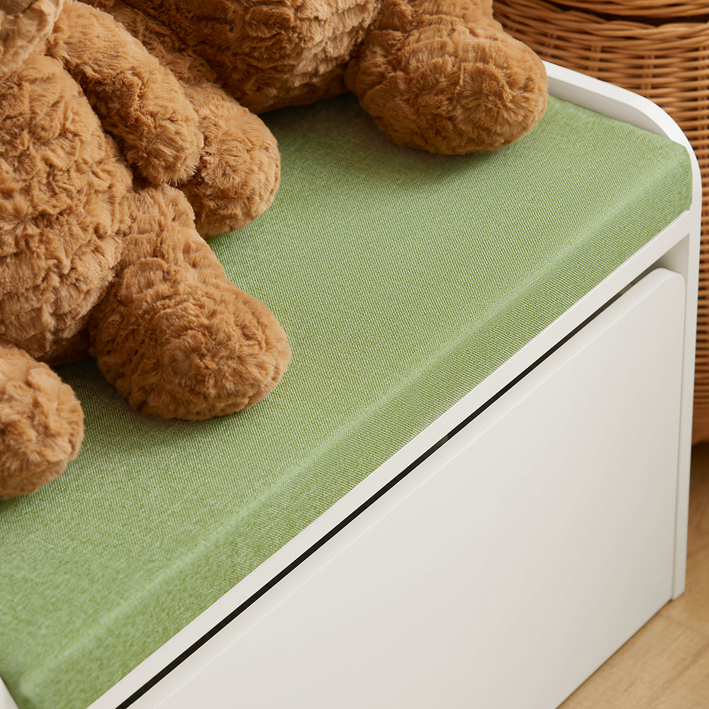 SoBuy KMB80-W Banc Coffre de Rangement 2 en 1, avec 1 Tiroir à roulettes et Assise Coussin Rembourré