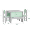 SoBuy KMB88-HG Ensemble Table Enfant avec 2 Chaises Enfants, Bureau Enfant avec 2 étagères à Livres latérales, Gris Clair et Vert Clair