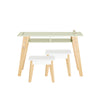SoBuy KMB92-GR Ensemble Table d’Enfant + 2 Tabourets, Set de 3 Pièces Table à Dessin avec 1 Porte-Rouleau de Papier et 2 Compartiments Ouverts