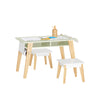 SoBuy KMB92-GR Ensemble Table d’Enfant + 2 Tabourets, Set de 3 Pièces Table à Dessin avec 1 Porte-Rouleau de Papier et 2 Comp
