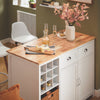 SoBuy KNL05-W Îlot de Cuisine 120 cm – Meuble Îlot Central avec Casier à Vin, 2 Tiroirs et Bois Hévéa – Blanc