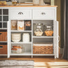 SoBuy KNL05-W Îlot de Cuisine 120 cm – Meuble Îlot Central avec Casier à Vin, 2 Tiroirs et Bois Hévéa – Blanc
