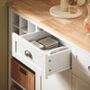 SoBuy KNL05-W Îlot de Cuisine 120 cm – Meuble Îlot Central avec Casier à Vin, 2 Tiroirs et Bois Hévéa – Blanc