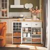 SoBuy KNL05-W Îlot de Cuisine 120 cm – Meuble Îlot Central avec Casier à Vin, 2 Tiroirs et Bois Hévéa – Blanc