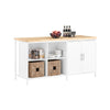 SoBuy KNL09-WN Meuble Îlot Central de Cuisine 3-en-1 Buffet Salle à Manger avec 4 Compartiments Ouverts et Placard Meuble de Cuisine 170x60x89 cm Blanc