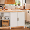 SoBuy KNL09-WN Meuble Îlot Central de Cuisine 3-en-1 Buffet Salle à Manger avec 4 Compartiments Ouverts et Placard Meuble de Cuisine 170x60x89 cm Blanc