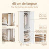 SoBuy KSB03-W Armoire Penderie 2 Portes pour Chambre – Penderie et 3 Étagères, Anti-Basculement – 45×55×187 cm, Blanc