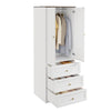 SoBuy KSB04-W Armoire 2 Portes avec 3 Tiroirs et Penderie – Design Moderne Gain de Place – 70×55×187 cm, Blanc et Bois