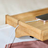 SoBuy NKD01-N Tablette de lit Amovible à encoches câbles - Plateau en Bambou pour Livres, Smartphones & Lunettes - Adapté aux Cadres de lit de 1-3cm 36x25x9cm