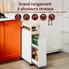 Prévente SoBuy NSR11-WN Chariot de Cuisine à Roulettes Slim 20 cm, Plan de Travail Bois, Tiroir 2 Niveaux, 4 Roulettes – L20 × P51 × H79 cm