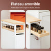 Prévente SoBuy NSR11-WN Chariot de Cuisine à Roulettes Slim 20 cm, Plan de Travail Bois, Tiroir 2 Niveaux, 4 Roulettes – L20 × P51 × H79 cm